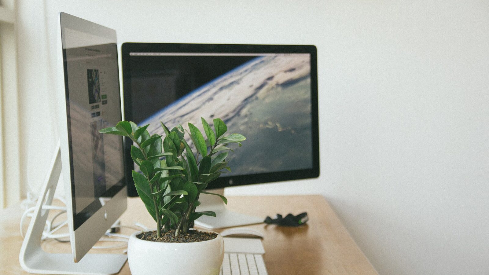 A PC monitor on a desk